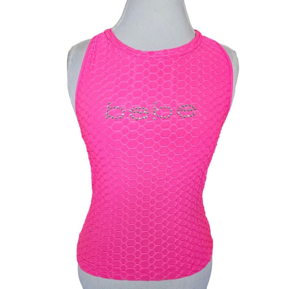 Neon Pink Rhinestone Accent Sleeveless Women’s Top